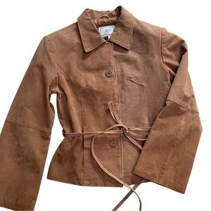Vintage Suede Jacket Belted Large